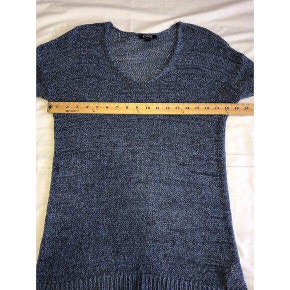 Ralph Lauren Chaps Womens Size M Sweater Loose Knit Lightweight 3/4 Sleeves Blue - Picture 8 of 9